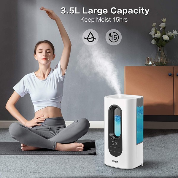 Humidifiers pasapair Ultrasonic Humidifier, 3500ml Top Fill with Cool Mist for Large Room Bedroom Office, Auto Shut-Off, Sleep Mode, Whisper-Quiet Operation for Babies, Touch Remote Control