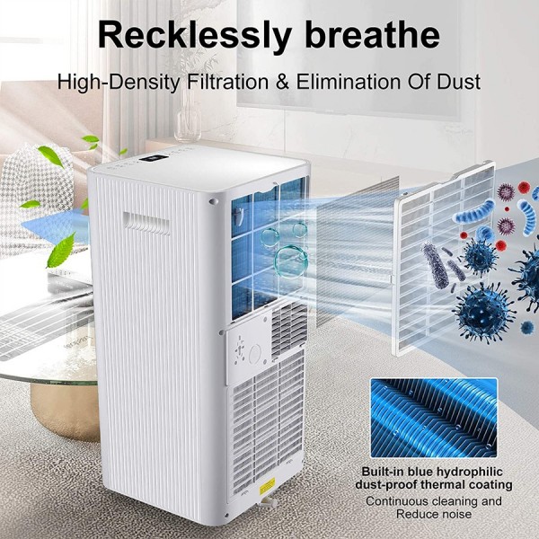 Pasapair Portable Air Conditioner/Air Cooler 10000 BTU with Dehumidifier&Fan Mode/Quiet AC unit Cools Rooms to 400 sq.ft,with Remote Control,LED Panel/Timer/Window Mount Exhaust Kit for Home Office
