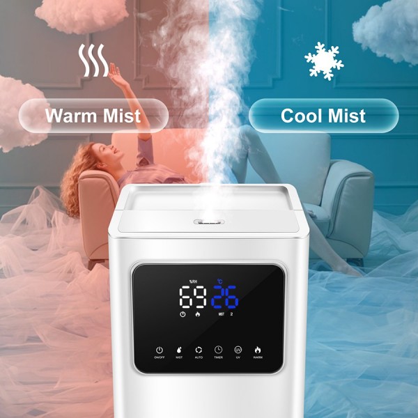 Humidifiers 6L pasapair Top Fill Humidifier 2-in-1 Ultrasonic Warm and Cool Mist Humidifier with Essential Oil Tray for Large Room Bedroom Auto Shut-Off Quiet Operation for Babies Remote Control