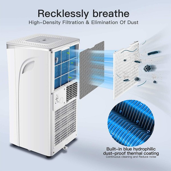 Pasapair 10000 BTU 3-in-1 Portable Air Conditioner/Air Cooler with Dehumidifier&Fan Mode/Quiet AC unit Cools Rooms to 400 sq.ft,with Remote Control,LED Panel,Wheels for Easy Mobility for Home Office