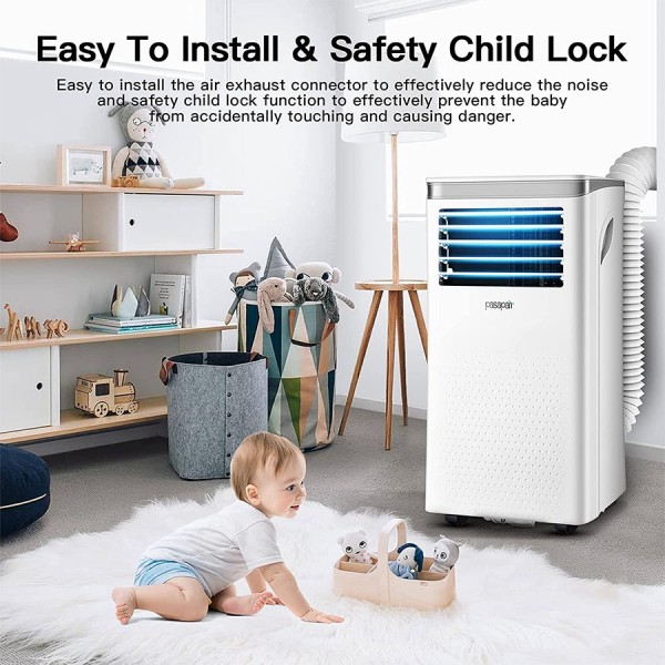 Pasapair 10000 BTU 3-in-1 Portable Air Conditioner/Air Cooler with Dehumidifier&Fan Mode/Quiet AC unit Cools Rooms to 400 sq.ft,with Remote Control,LED Panel,Wheels for Easy Mobility for Home Office