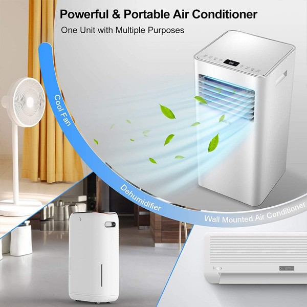 Pasapair Portable Air Conditioner/Air Cooler 10000 BTU with Dehumidifier&Fan Mode/Quiet AC unit Cools Rooms to 400 sq.ft,with Remote Control,LED Panel/Timer/Window Mount Exhaust Kit for Home Office