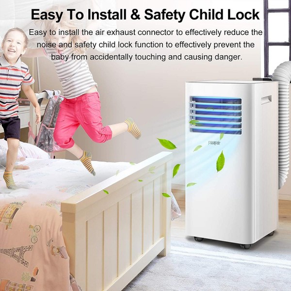 Pasapair Portable Air Conditioner/Air Cooler 10000 BTU with Dehumidifier&Fan Mode/Quiet AC unit Cools Rooms to 400 sq.ft,with Remote Control,LED Panel/Timer/Window Mount Exhaust Kit for Home Office