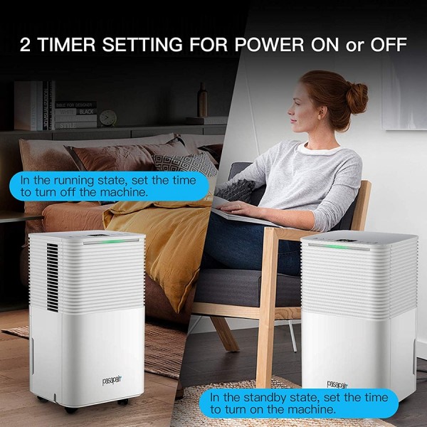 Pasapair 12L/24H electronic dehumidifier ，2L water tank