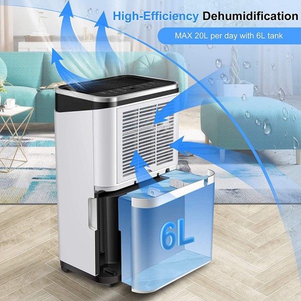 Pasapair 20L/24H electronic dehumidifier ，6L water tank 