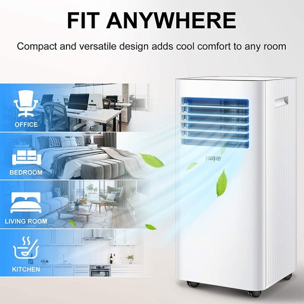 Pasapair Portable Air Conditioner/Air Cooler 10000 BTU with Dehumidifier&Fan Mode/Quiet AC unit Cools Rooms to 400 sq.ft,with Remote Control,LED Panel/Timer/Window Mount Exhaust Kit for Home Office
