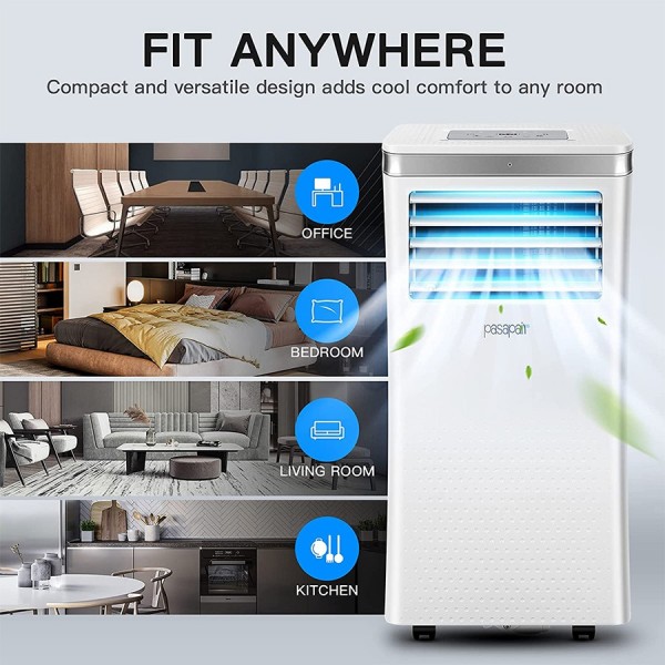 Pasapair 10000 BTU 3-in-1 Portable Air Conditioner/Air Cooler with Dehumidifier&Fan Mode/Quiet AC unit Cools Rooms to 400 sq.ft,with Remote Control,LED Panel,Wheels for Easy Mobility for Home Office