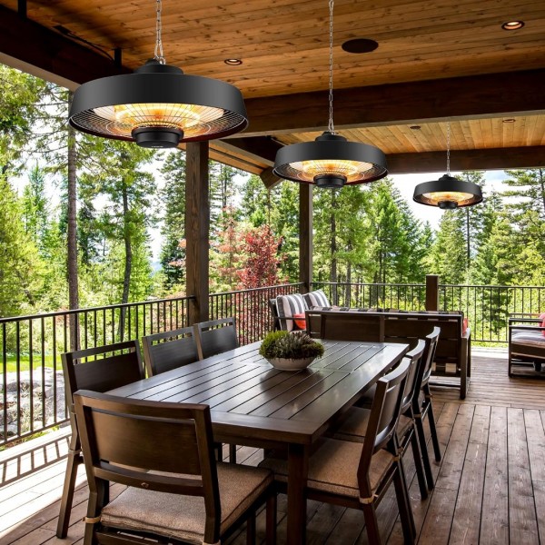 Pasapair Electric Patio Hanging Heater 1500W, Infrared Patio Heater for Indoor and Outdoor,1s Fast Heating,Ceiling Mounted Heater With Remote,IP44 Waterproof