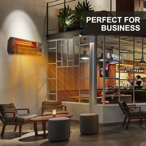 Pasapair Infrared Patio Heater, Electric Wall Mounted Heater for Restaurant,1500W Fast Heating,3D Flame Display,24H Timers,IP65 Waterproof Outdoor Heaters