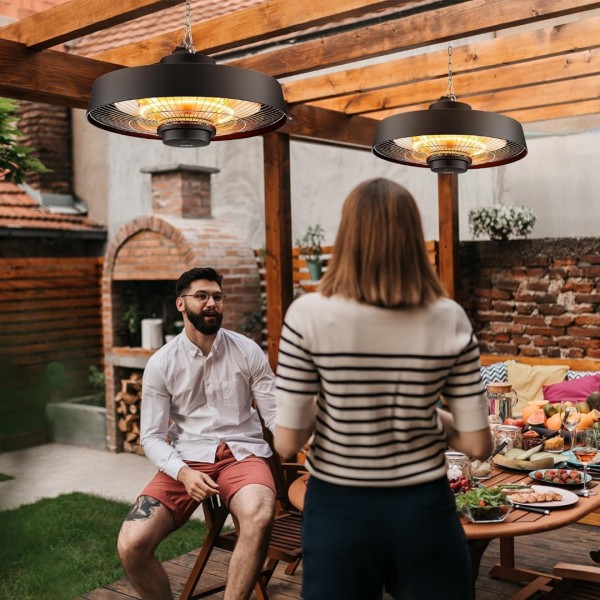 Pasapair Electric Patio Hanging Heater 1500W, Infrared Patio Heater for Indoor and Outdoor,1s Fast Heating,Ceiling Mounted Heater With Remote,IP44 Waterproof