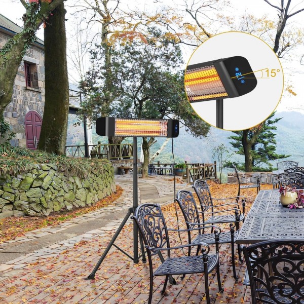 Pasapair Electric Patio Heater with APP Control - 1500W Outdoor Heater Fast Heating with 4 Power Setting - Wall Mounted Infrared Heater Quiet and Odorless - IP65 Waterproof and 24H Timer