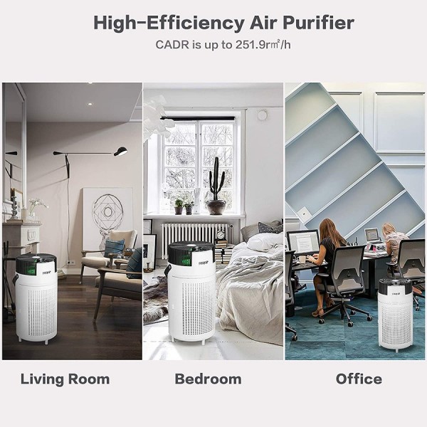 Pasapair Air Purifier HEPA Filter Air Purifier，LED Air Quality Detection, Filter Replace Reminder