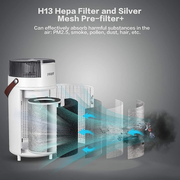 Pasapair Air Purifier HEPA Filter Air Purifier，LED Air Quality Detection, Filter Replace Reminder