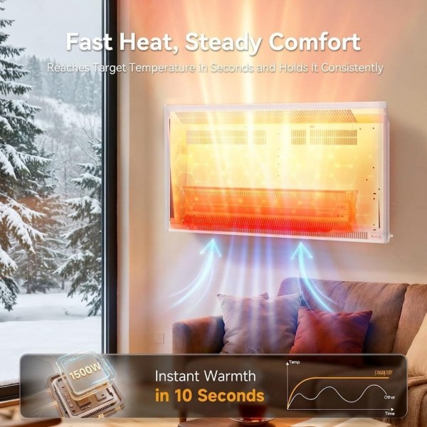 Pasapair 1500W Convection Panel Heater, Remote, WiFi App & Alexa Control